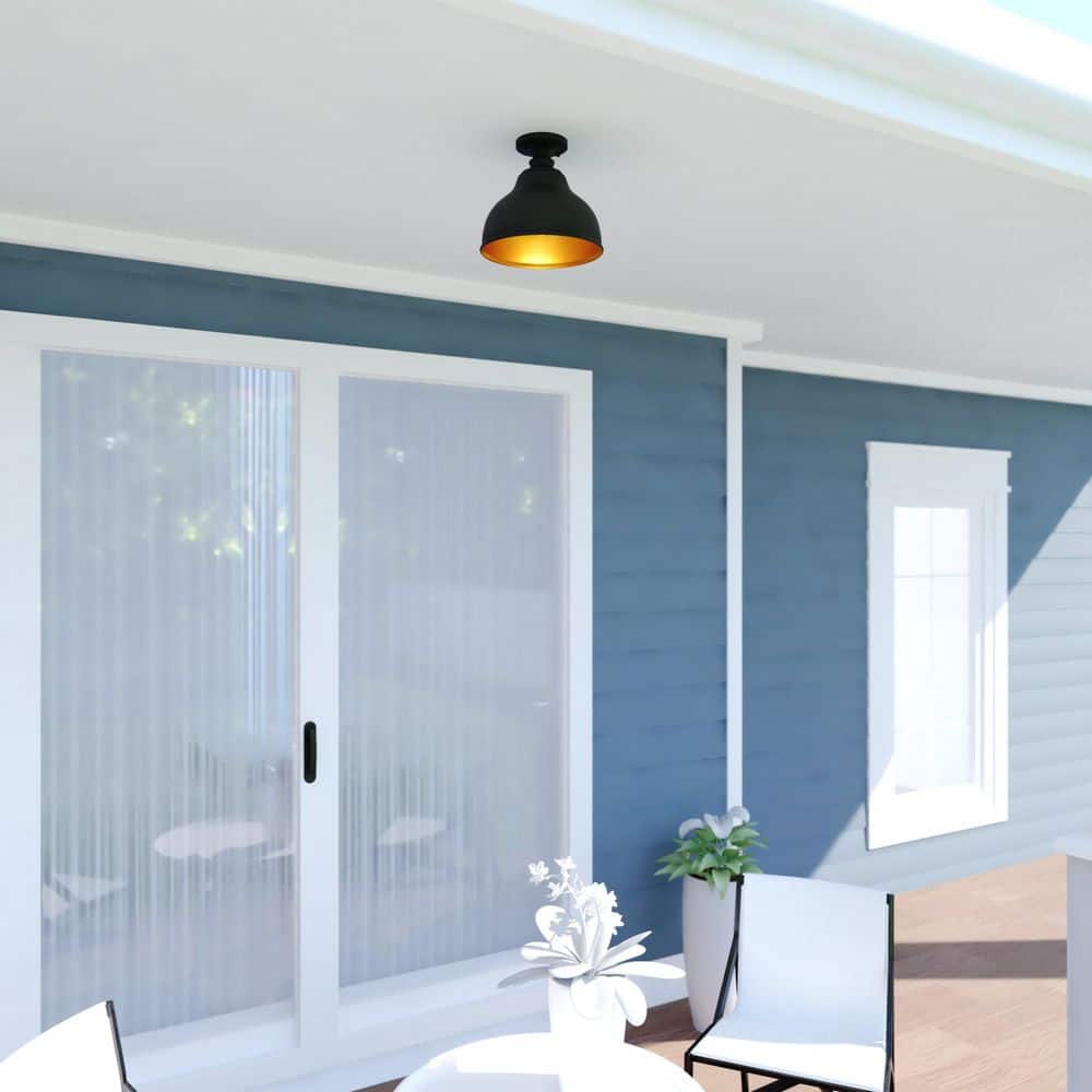 Delano Black and Gold Indoor/Outdoor Flush Mount Light