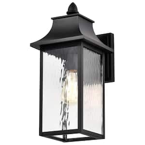 Austen Matte Black Outdoor Hardwired Wall Lantern Sconce with No Bulbs Included