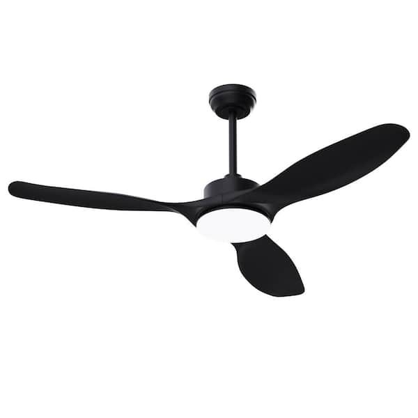 Raccroc 52in. Dimmable LED Indoor/Outdoor Black ABS Smart Ceiling Fan with Light and 6-Speed Remote