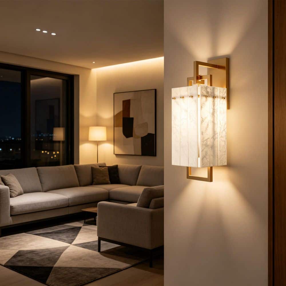7 in. Indoor 1-Light Modern Brass Wall Sconce with Natural Alabaster Shade for Living Room Bedroom Hallway Loft price history on PriceWatchPro