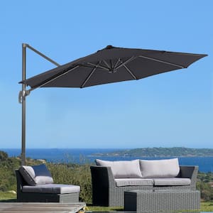 10 ft. Cantilever Patio Umbrella with Cross Base, Outdoor Offset Hanging 360-Degree in Anthracite