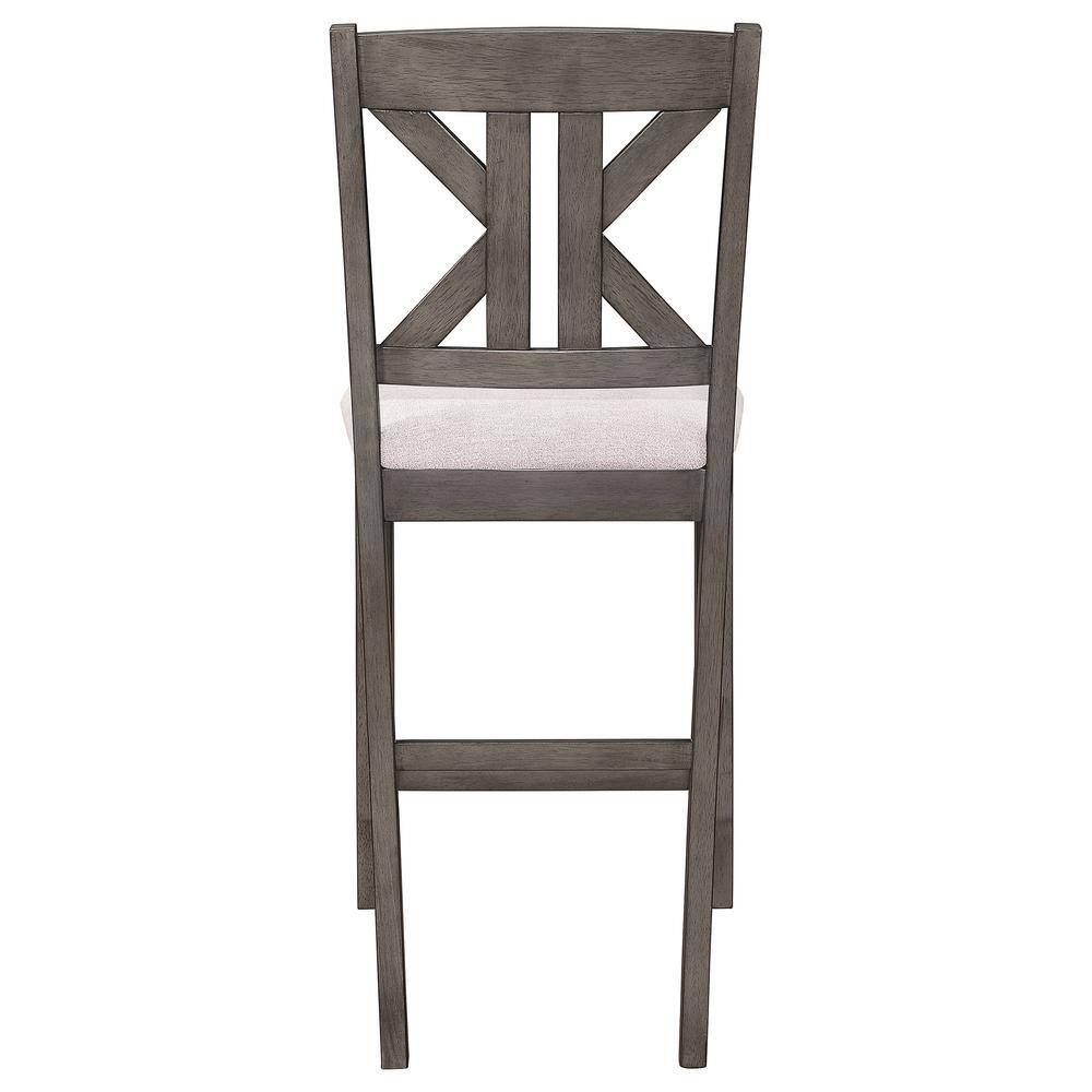 Athens Gray Wood Counter Height Stools with Cream Upholstered Seat, Set of 2