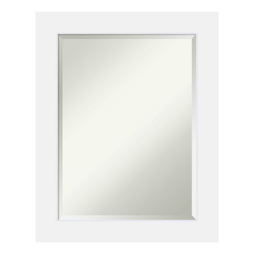 Corvino White 23 in. x 29 in. Beveled Rectangle Wood Framed Bathroom Wall M