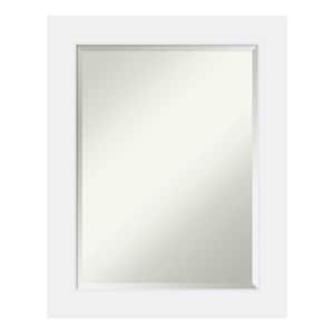 Corvino White 23 in. x 29 in. Beveled Rectangle Wood Framed Bathroom Wall Mirror in White