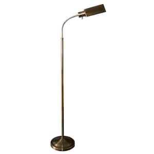 61 in. 30 LED Elegant Antique Brass Natural Daylight LED Dimmable Cordless Swing Arm Floor Lamp