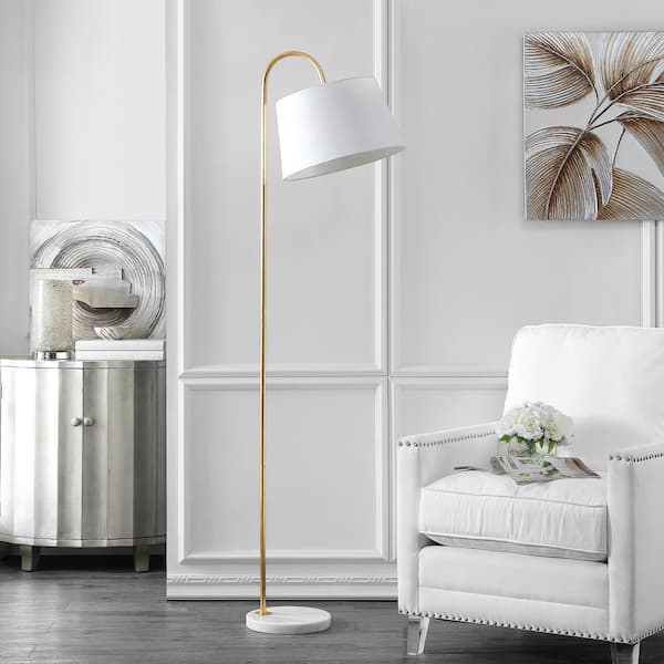 Dacey 68.5 in. Gold Leaf/White Floor Lamp