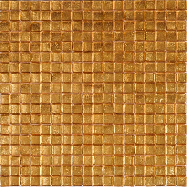 Apollo Tile Skosh 4" x 6" Glossy Gold Yellow Glass Mosaic Uniform square Wall and Floor Sample Tile (0.13 sq. ft./Piece) (1-Pack)