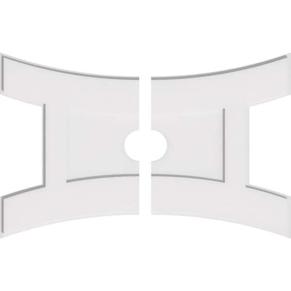 Ekena Millwork 36 in. W x 24 in. H x 4 in. ID x 1 in. P Haven Architectural Grade PVC Contemporary Ceiling Medallion (2-Piece)