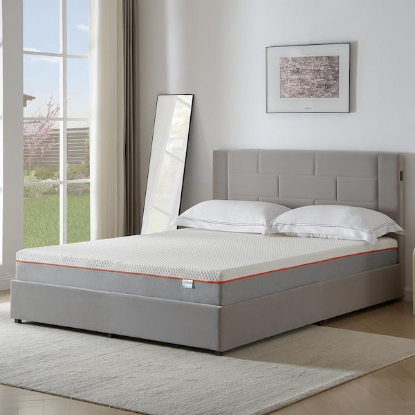King Size White Mattress, Pressure Relief Medium Firm Feel Memory Foam 7.9 in. Bed-in-a-Box Mattress