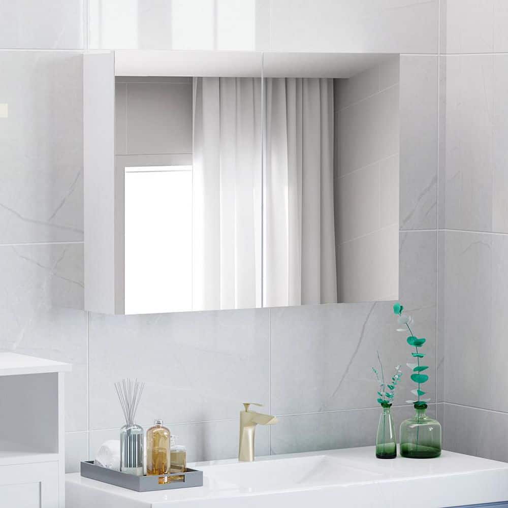 32 in. W x 24 in. H Rectangular Surface Mount Medicine Cabinet with Mirror, Adjustable Shelves, Double Door price history on PriceWatchPro