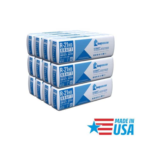 R-21 EcoBatt Kraft Faced Fiberglass Insulation Batt High Density 15 in. x 93 in. x 5-1/2 in. (15-Bags)