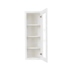 Lancaster White Plywood Shaker Stock Assembled Wall Glass Door Kitchen Cabinet 12 in. W x 42 in. H x 12 in. D