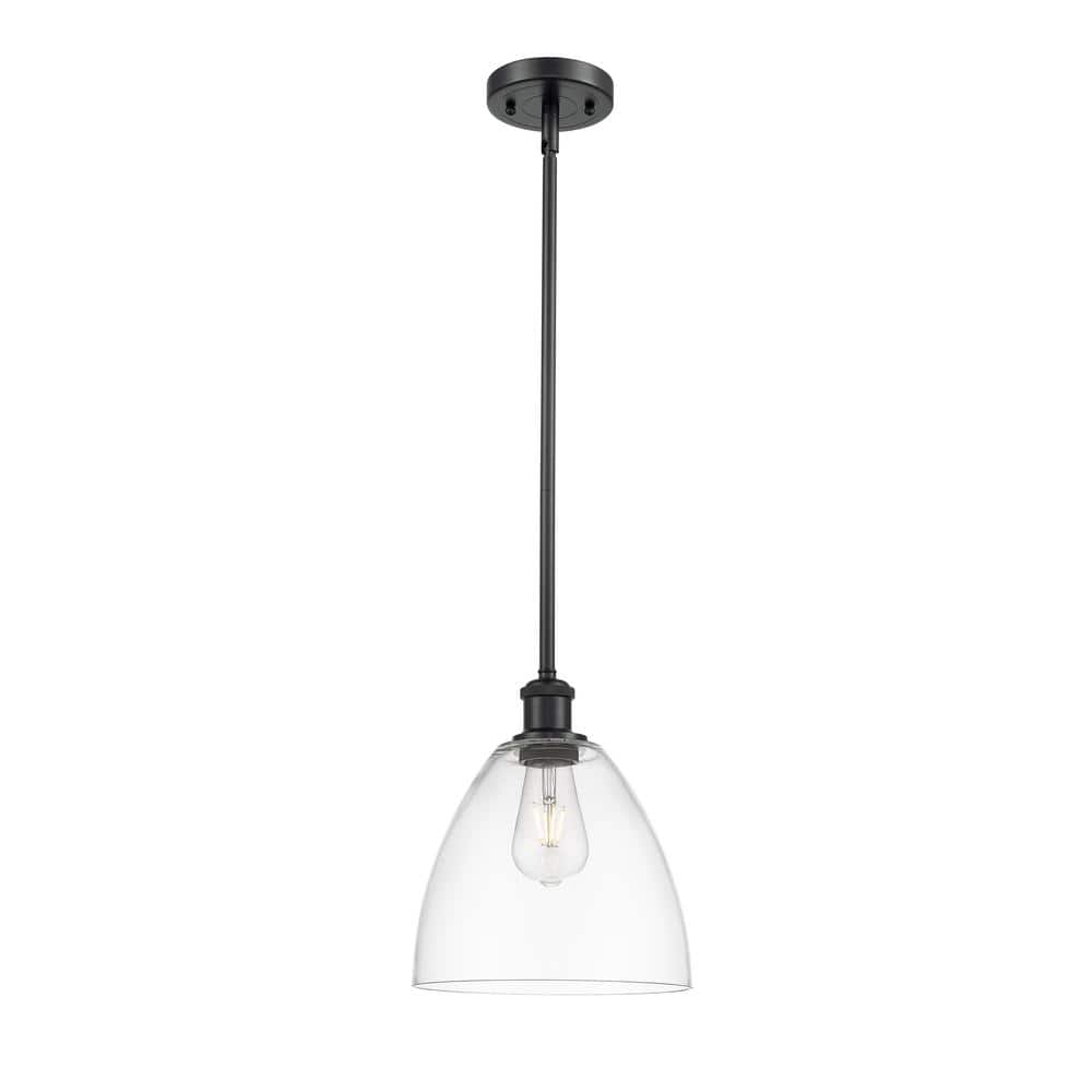 Innovations Bristol Glass 1-Light Matte Black Shaded Pendant Light with ...