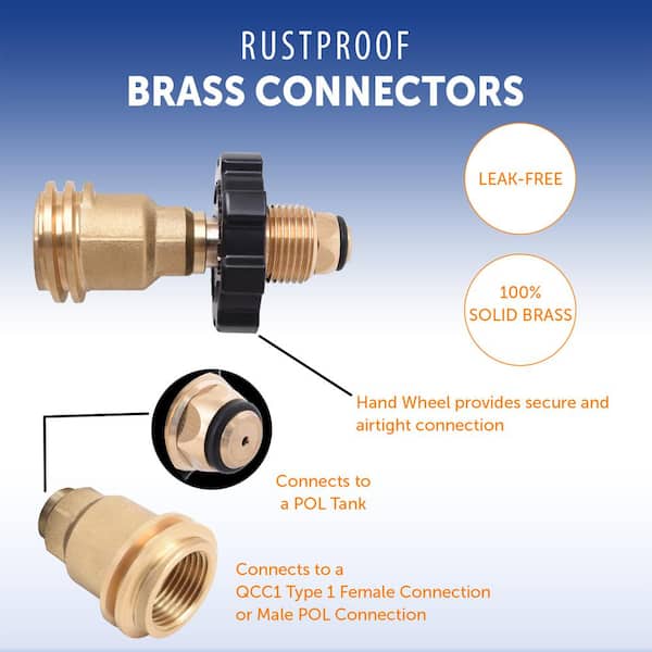 1PC Brass Color Propane Tank Adapter With Gauge Converts QCC1/Type
