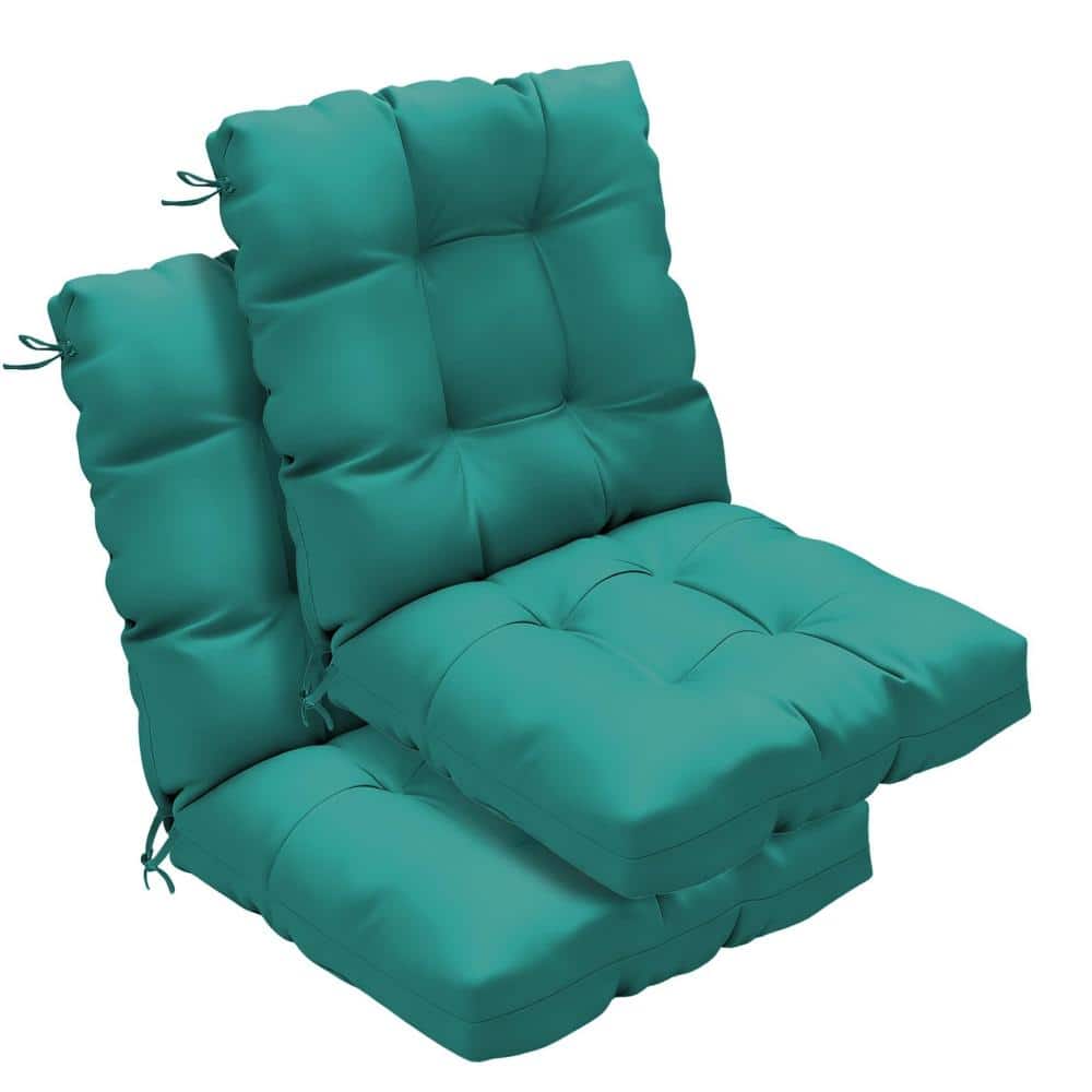 42x21x4 Inch High Back Patio Cushion with Ties for Dining/Rocking Chairs, Set of 2, Lake Blue price history on PriceWatchPro