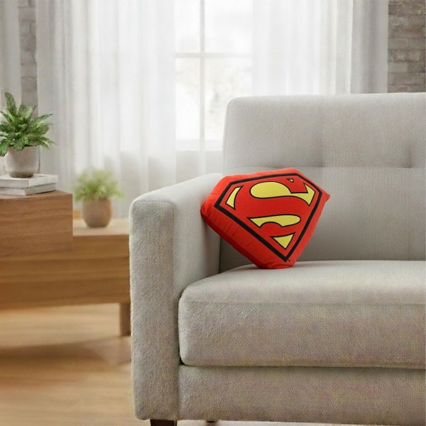 Superman Classic Superman Logo Knife Edge 12 in. x12 in. Cloud Throw Pillow