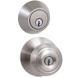 Hartford Satin Nickel Entry Knob and Double Cylinder Deadbolt Combo Pack