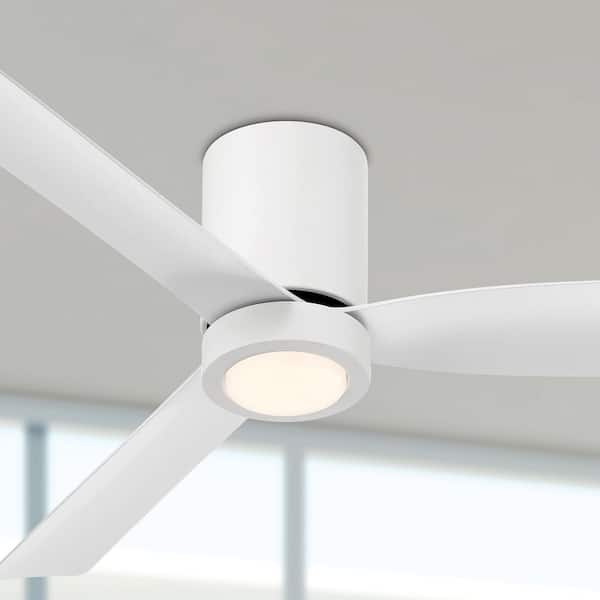 ARRANMORE LIGHTING & FANS CORMAC 3-Blade 52 in. Indoor/Outdoor Matte White Low Profile Ceiling Fan with Color Select LED Light and Remote Included