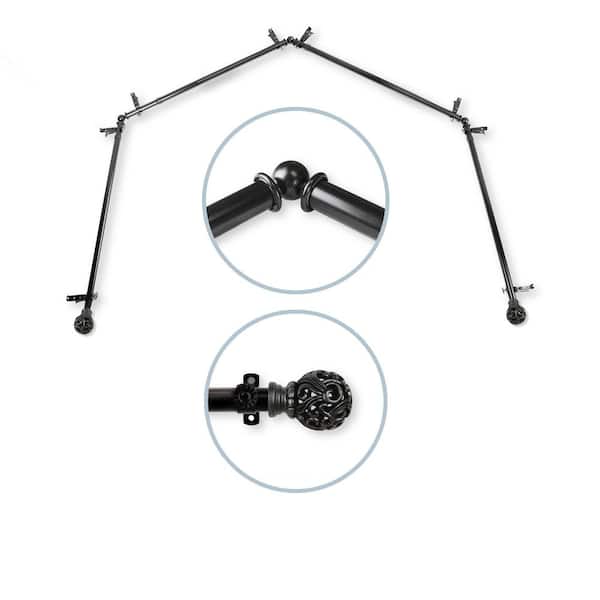 Rod Desyne Adora 4 Sided 13 16 In Dia Bay Window Single Curtain Black 4bay 2 Dia Bay Window Single Curtain Rod, Home Depot Curtain Rods Black