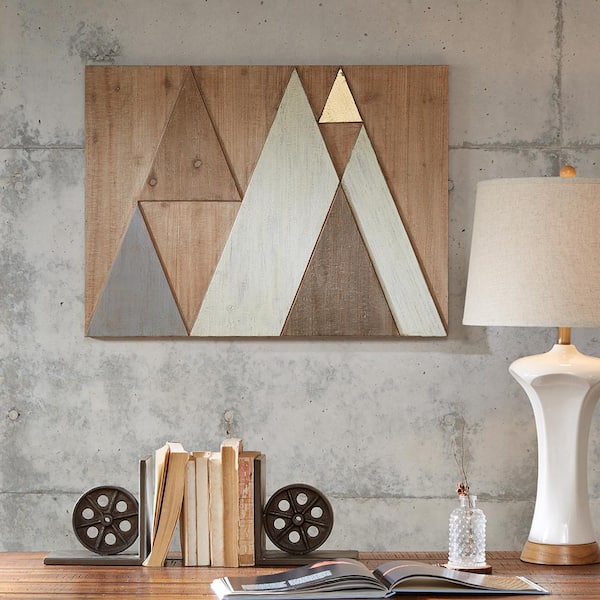 絵画 flk023752 Vsmile Unframed Layered Triangles Wood Wall Decor, Modern