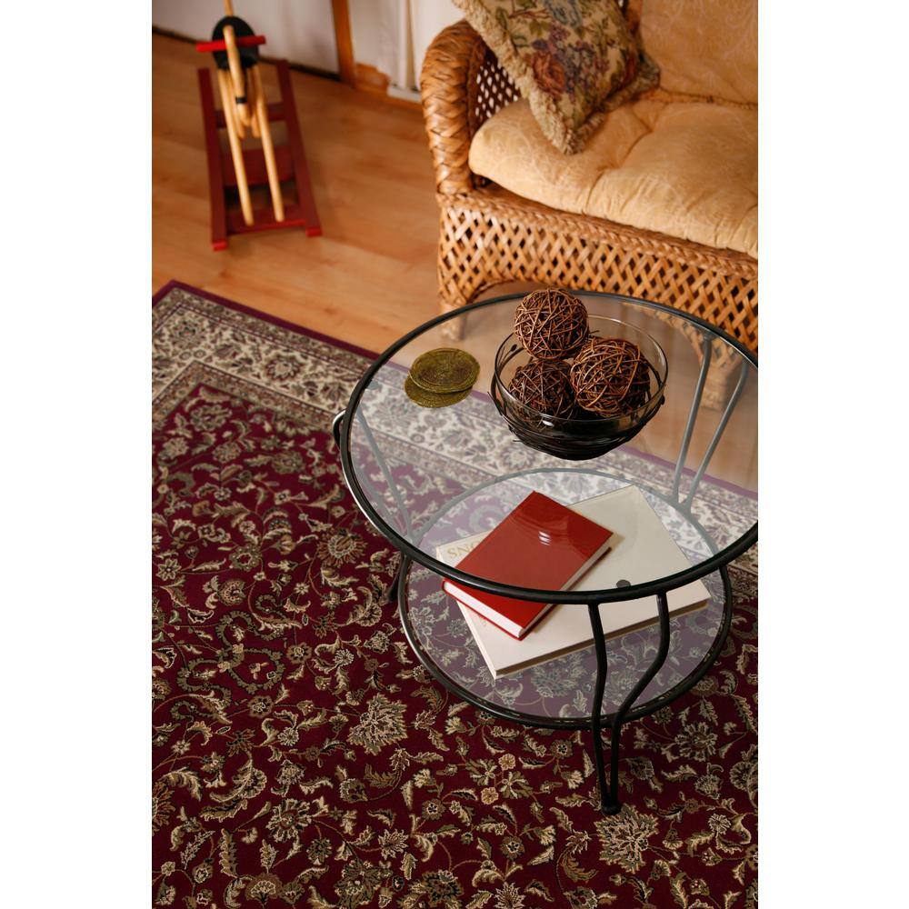 Large Red Oriental Synthetic Area Rug with Jute Backing