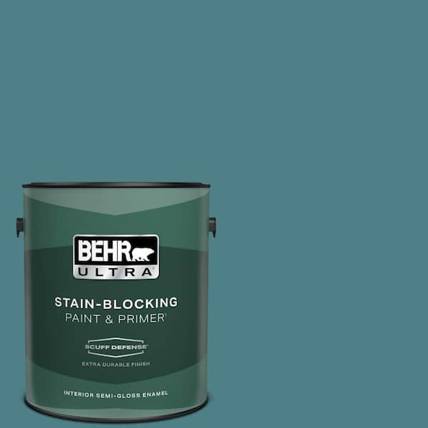 BEHR ULTRA 1 gal. #ICC-75 Tapestry Teal Extra Durable Semi-Gloss Enamel Interior Paint & Primer