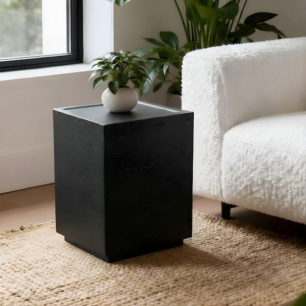 14.2 in. Black Square Magnesium Oxide End Table