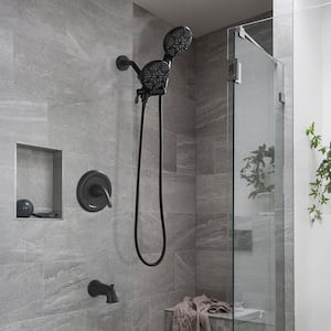 7-Spray 7 in. Wall Mount 2.5 GPM Fixed and Handheld Dual Shower Head with Tub Faucet in Matte Black (Valve Included)
