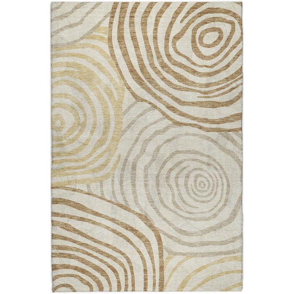 Dream Shag Premium Machine Washable Abstract ADS765 Gold 10 ft. x 14 ft. Area Rug