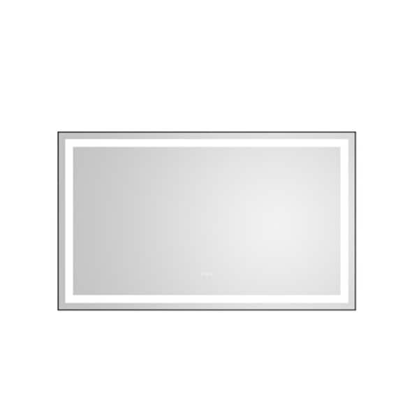 Unbranded 72 in. W x 36 in. H Large Rectangular Aluminium Framed LED Light Bathroom Vanity Mirror in Matte Black