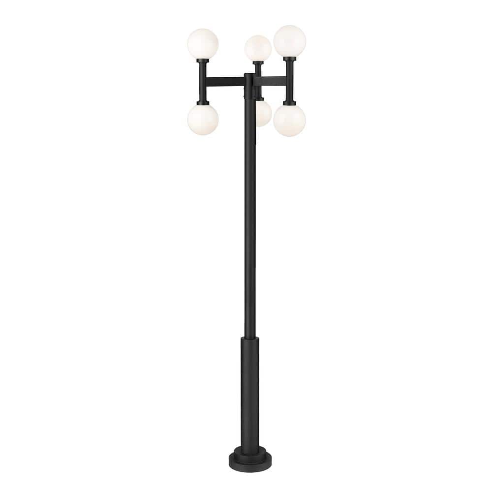 Laurent 6-Light Black Aluminum Hardwired Outdoor Marine Grade Post Light Se