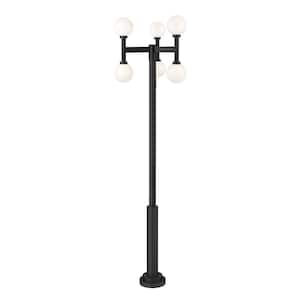 Laurent 6-Light Black Aluminum Hardwired Outdoor Marine Grade Post Light Set with no bulbs included