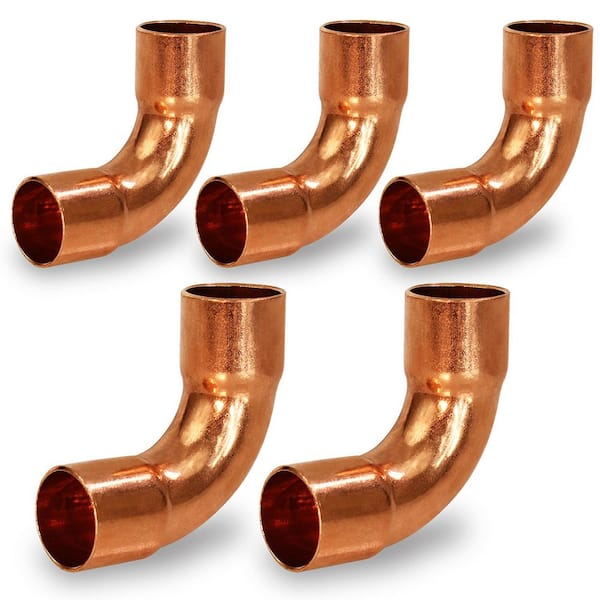 PLUMBFLEX 1/2 in. Copper C x C Long Radius 90-Degree Elbow Fitting with 2-Solder Cups (5-Pack)