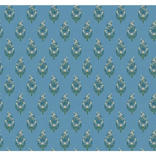 RIFLE PAPER CO. Paisley Blue Metallic Paper Non-Pasted Wallpaper