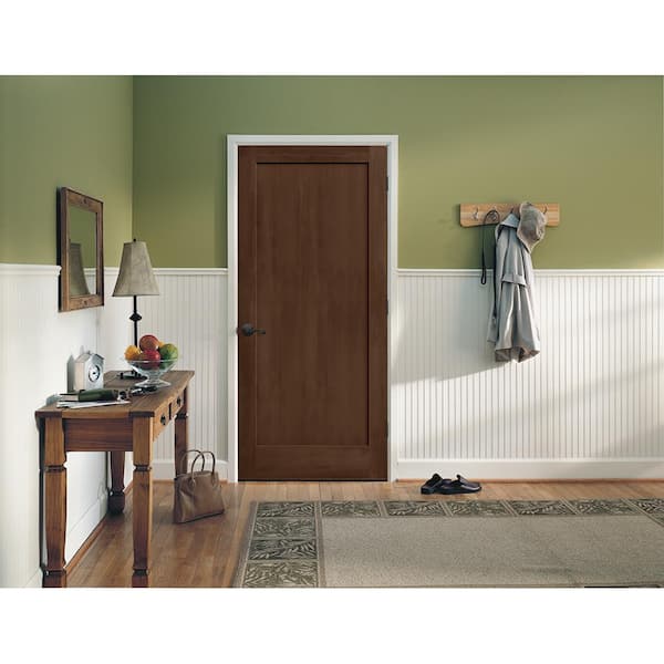 32 in. x 80 in. Madison Milk Chocolate Stain Left-Hand Solid Core Molded Composite MDF Single Prehung Interior Door