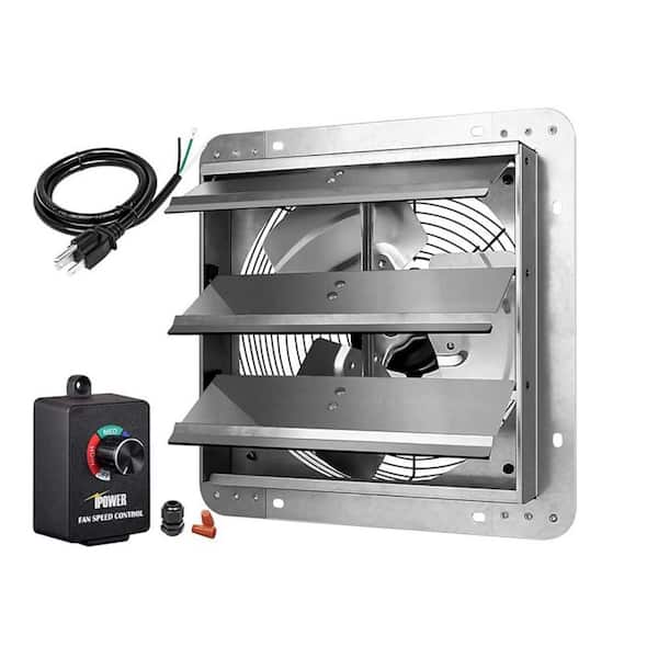 Unbranded 14 in. 1000 CFM Aluminum Silver Electric Power Gable Mount Attic Fan Exhaust Fan with Speed Controller & Power Cord Kit