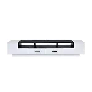 16 in. White and Black TV Stand