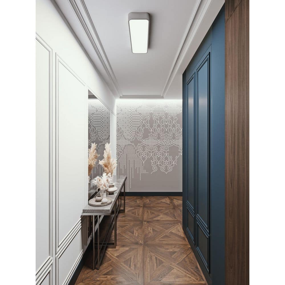 Sleek Satin Nickel 45.5" LED Flush Mount for Indoor/Outdoor