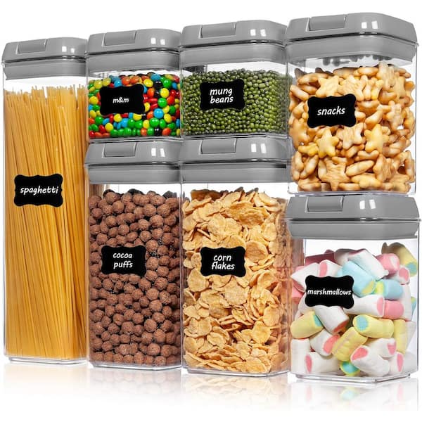 Aoibox 15-Piece Airtight Food Storage Containers Set with Lids, Include 24 Labels, Blue, Clear