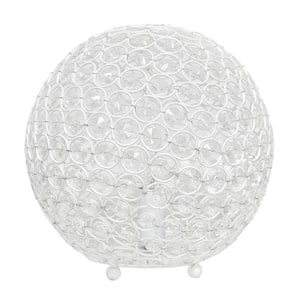 10 in. White Crystal Ball Sequin Table Lamp
