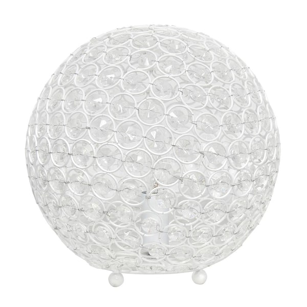 Elegant Designs 10 in. White Crystal Ball Sequin Table Lamp