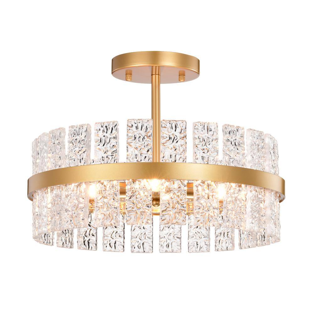 Eva 17 in. in Dia 4-Lights Glossy Bronze Drum Glass Strip Flush Mount price history on PriceWatchPro