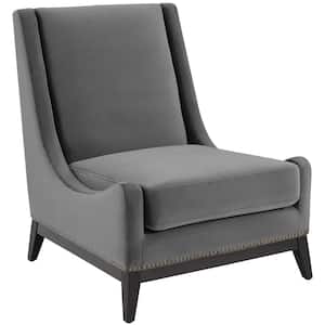 Confident Gray Accent Upholstered Performance Velvet Lounge Chair
