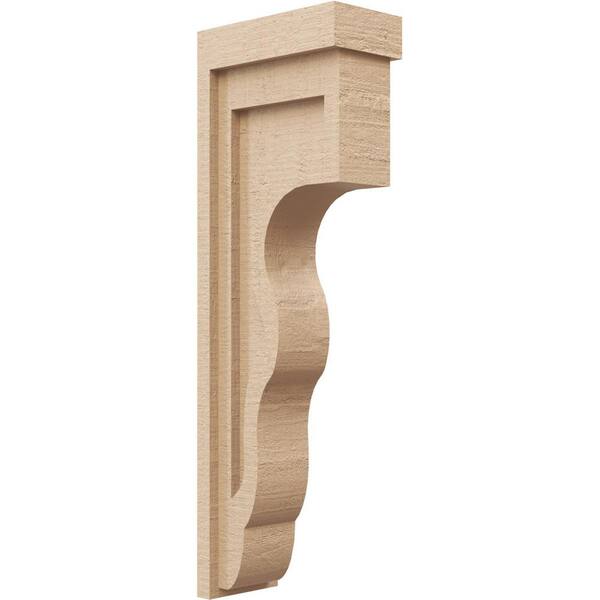 Ekena Millwork 4 in. x 24 in. x 8 in. Series 2 Thin Highland Rough Cedar Woodgrain Timberthane Polyurethane Corbel, Primed Tan