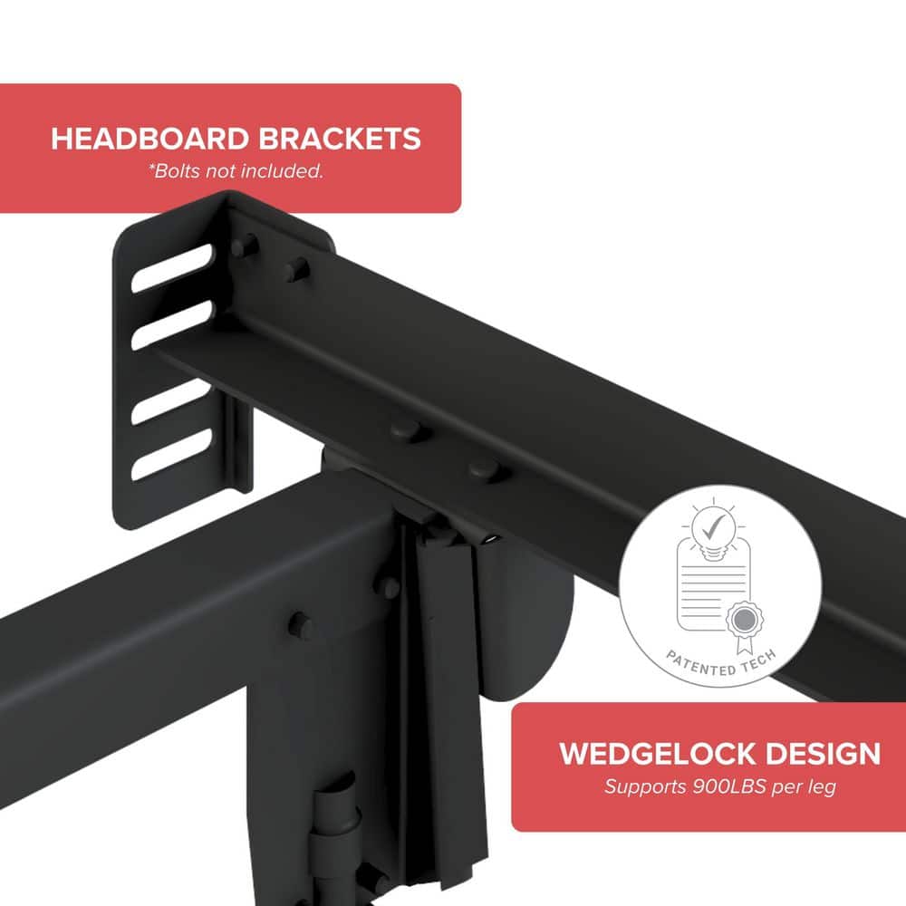 Hollywood Dark Metal Adjustable Bed Frame with Casters