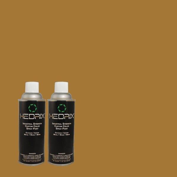 Hedrix 11 oz. Match of 330D-7 Sconce Gold Flat Custom Spray Paint (2-Pack)
