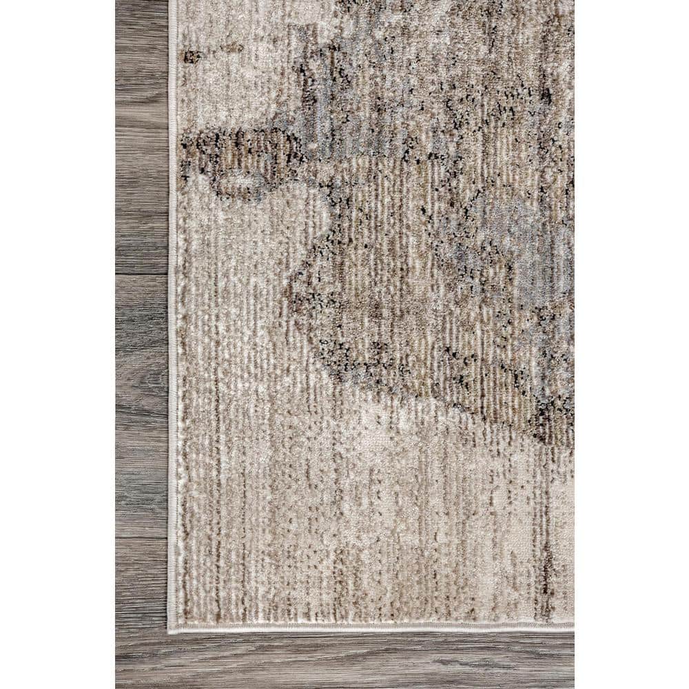 Light Brown Abstract Reversible Synthetic Area Rug