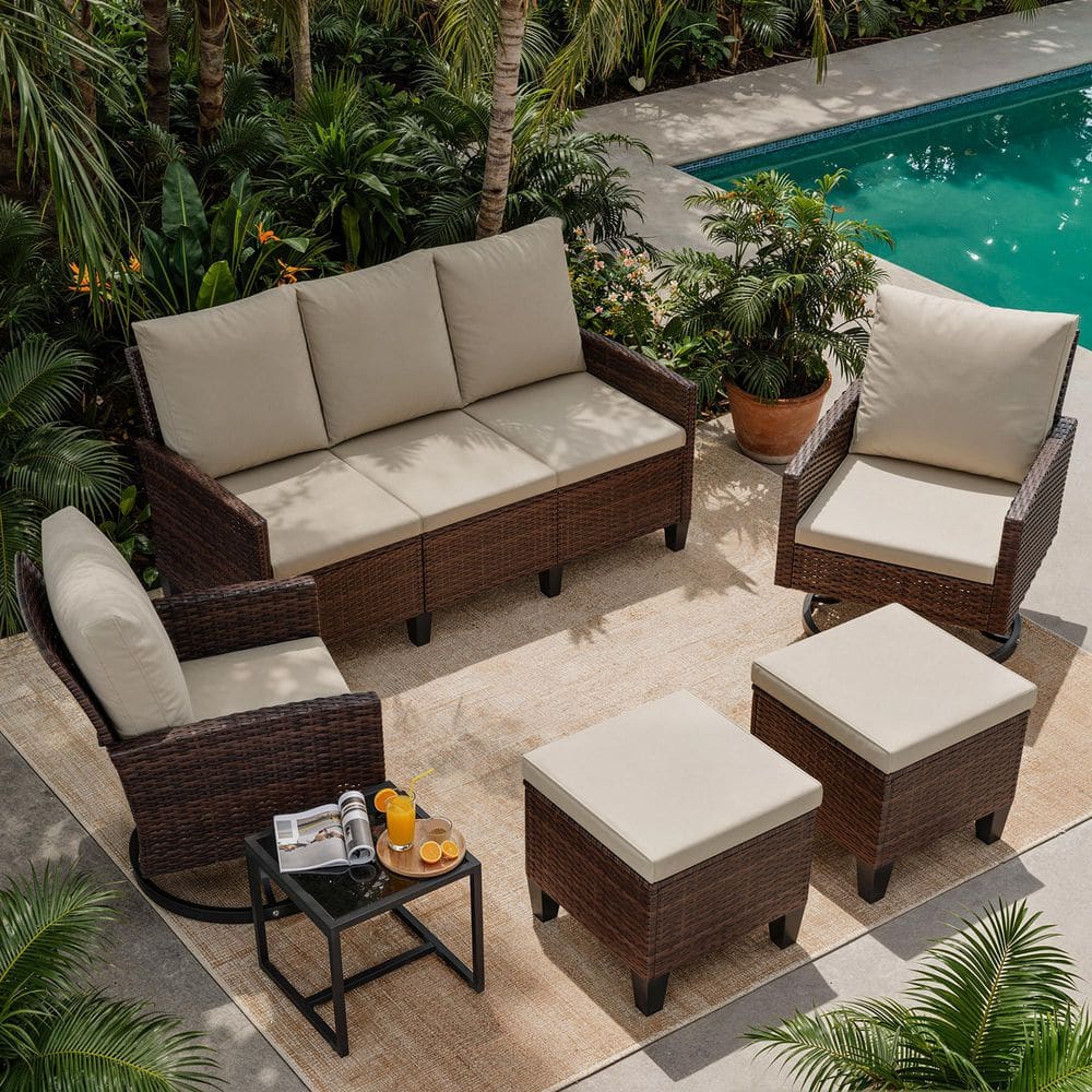 6-Piece Sectional Wicker Patio Conversation Set with Cushions price history on PriceWatchPro