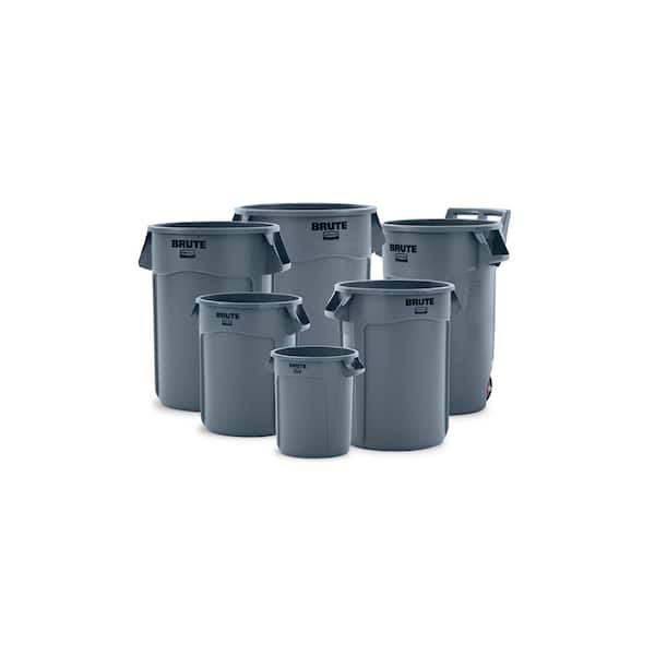 Rubbermaid BRUTE 55 Gallon Blue Round Trash Can with Lid and Dolly