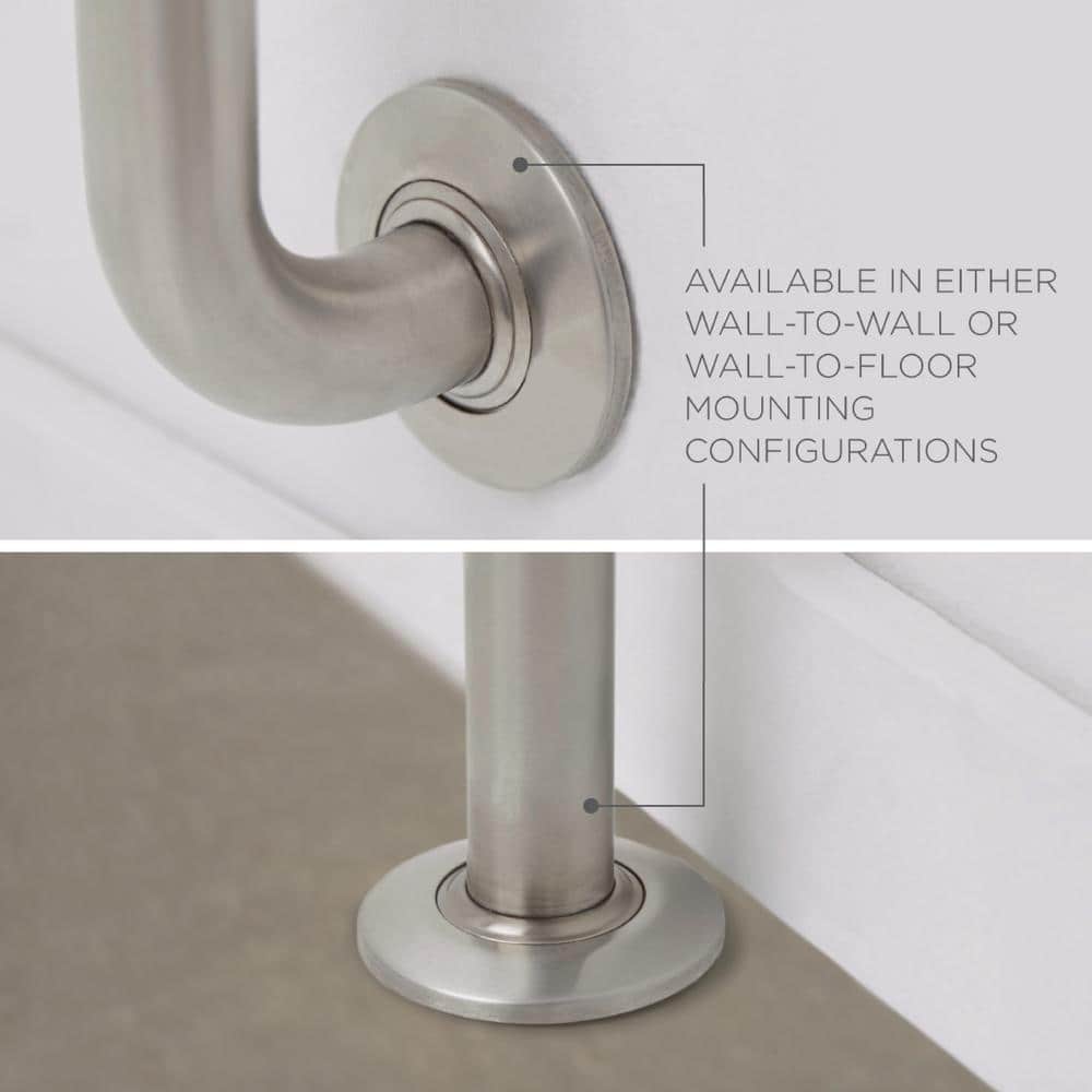 Polished Stainless Steel Wall Mounted Swing Up Grab Bar